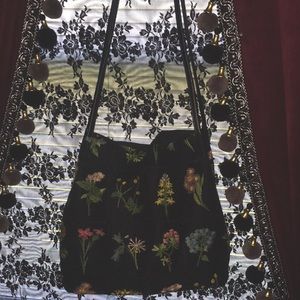 Cottage core fairy core floral herb embroidered purse witchy bag whimsigoth